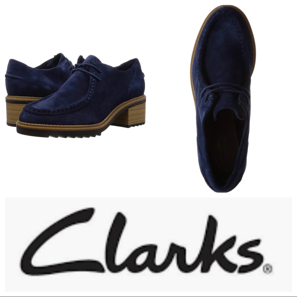 Clark’s Navy Suede Balmer Willow Shoes 8
